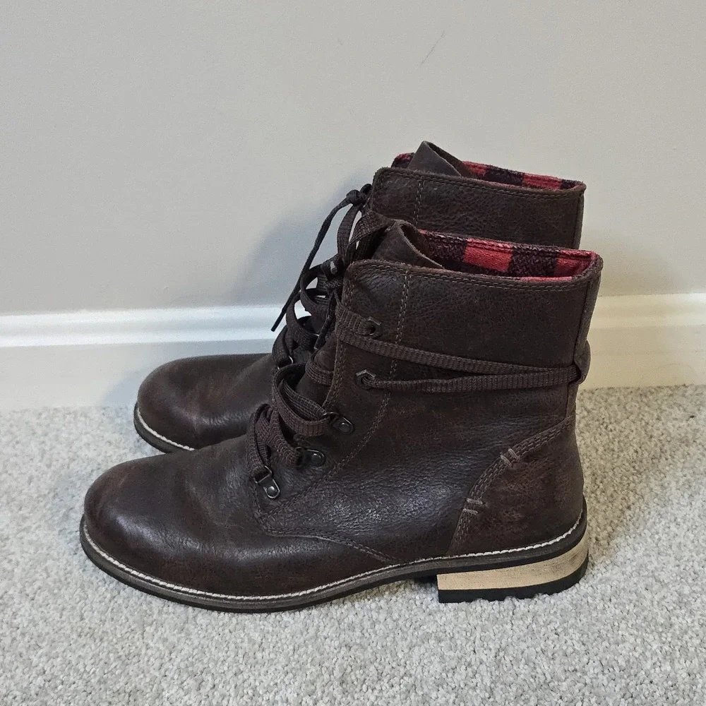Kodiak Womens Waterproof Leather Lace-Up Boots Brown Plaid Lining Size 9.5 EU 41 - Picture 5 of 8